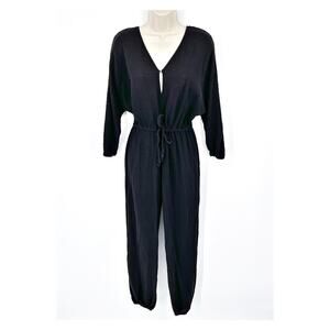 Enza Costa Women's Cotton Long Sleeves Gauze Jumpsuit NEW Size 0/XS Black